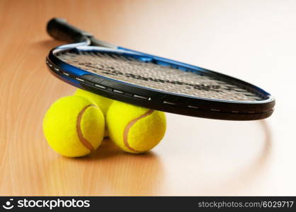 Tennis concept with balls and racket