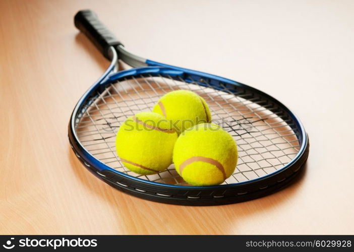 Tennis concept with balls and racket