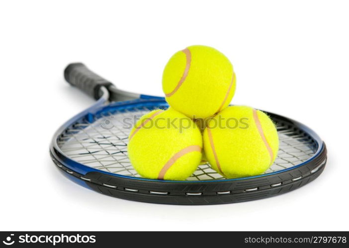 Tennis concept with the balls and racket