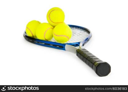 Tennis concept with the balls and racket
