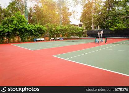 Tennis court sport outdoor with white line and net