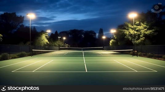 Tennis court with lighting