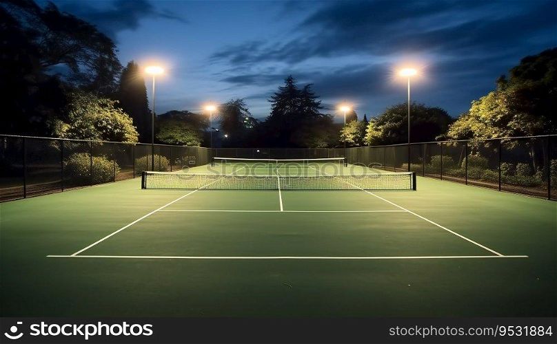 Tennis court with lighting