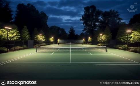 Tennis court with lighting