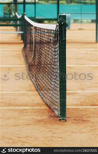Tennis net on a tennis court