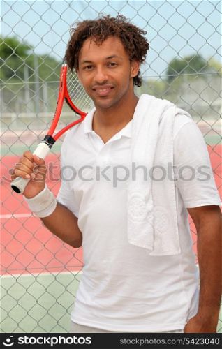 Tennis player dressed in white