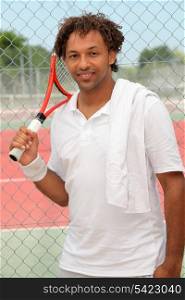 Tennis player dressed in white