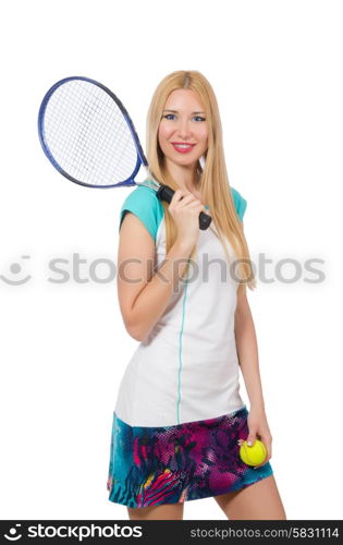 Tennis player isolated on white