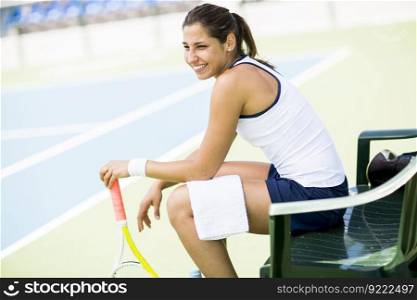 Tennis player sitting