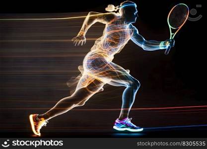 Tennis player sport portrait abstract background. Neural network AI generated art. Tennis player sport portrait abstract background. Neural network AI generated