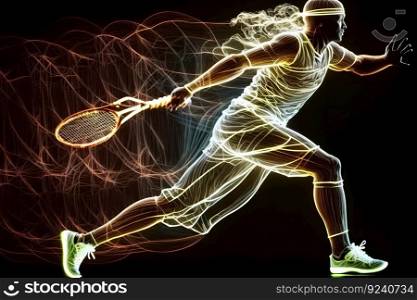 Tennis player sport portrait abstract background. Neural network AI generated art. Tennis player sport portrait abstract background. Neural network AI generated