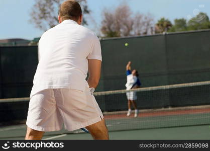 Tennis Player Waiting For Serve