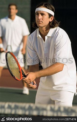 Tennis Player Waiting For Serve
