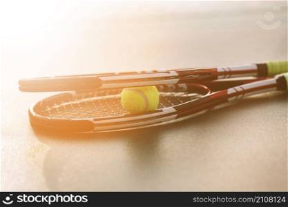 tennis rackets with ball