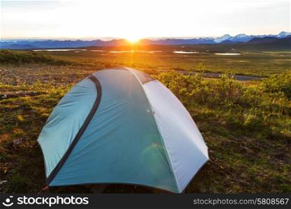 tent in mountains