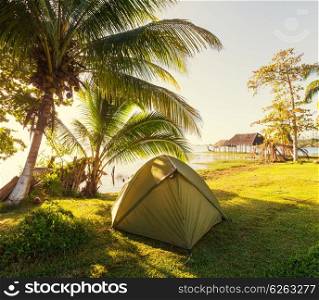 tent on green grassland