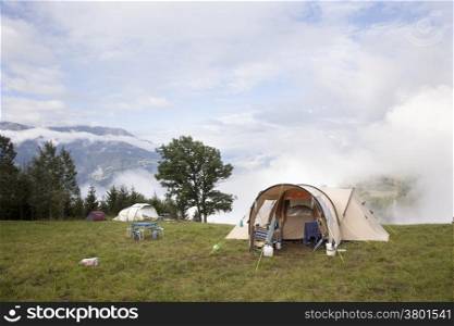 tents on high place in the french region of haute savoie