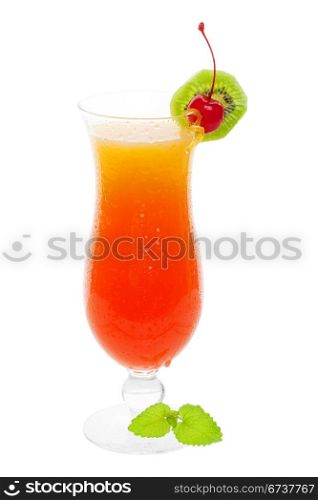 Tequila sunrise cocktail drink on a white background