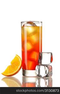 Tequila Sunrise cocktail isolated on white