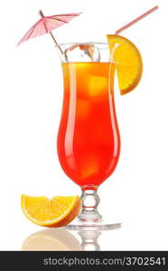 Tequila Sunrise cocktail isolated on white