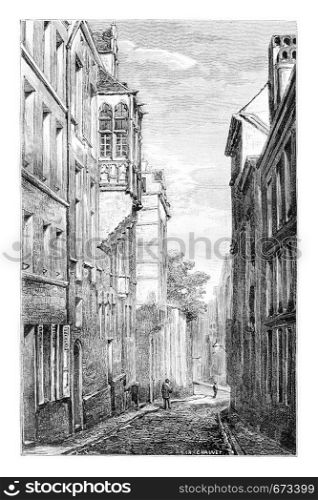 Terarken Street in Brussels, Belgium, drawing by Chauvet, vintage illustration. Le Tour du Monde, Travel Journal, 1881