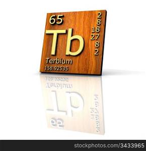 Terbium form Periodic Table of Elements - wood board - 3d made