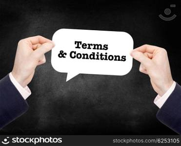 Terms and conditions written on a speechbubble