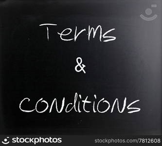 ""Terms & Conditions" handwritten with white chalk on a blackboard."