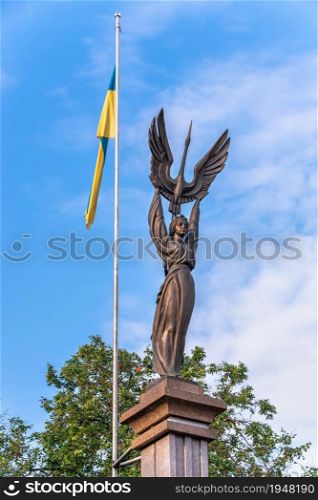 Ternopil, Ukraine 06.07.2021. Monument of independence in Ternopil, Ukraine, on a sunny summer morning. Monument of independence in Ternopil, Ukraine