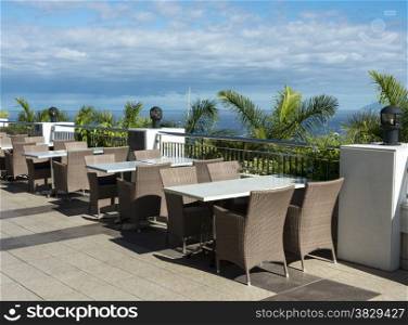 terrace on tenerife with view at the island Gomera