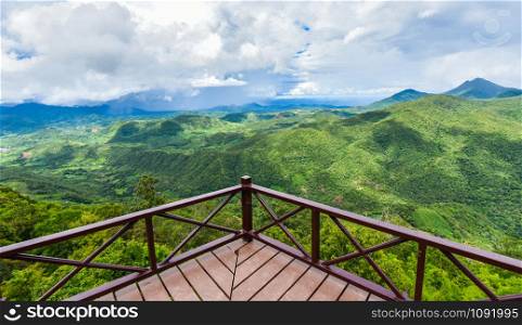 Terrace on view forest green mountain Landscape balcony outdoors amazing viewpoint nature hill background
