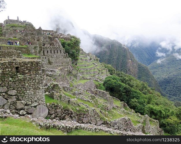 terraces and ancient houses Machu Picchu Cusco-Peru