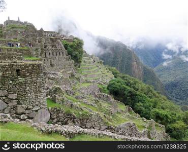 terraces and ancient houses Machu Picchu Cusco-Peru