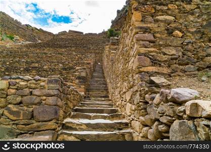Terraces of Pumatallis at Ollantaytambo in Cusco Region, Peru