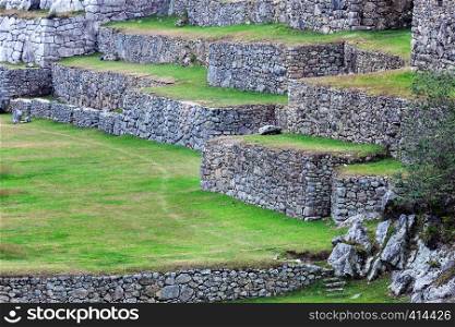 terraces on the mountain of Machu Picchu