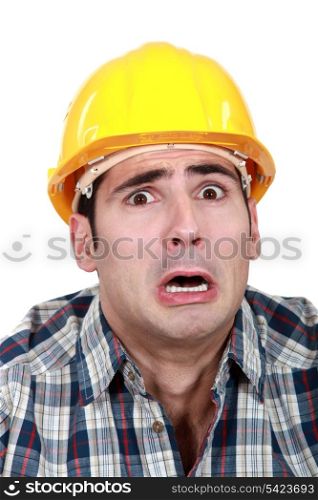 Terrified builder