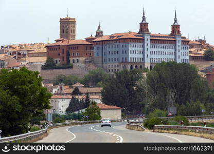 Teruel. Spain. 06.27.12. Mudejar Tower of El Salvador and other landmarks in the city of Teruel in Aragon, eastern Spain. A UNESCO World Heritage Site.