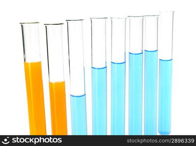 Test tubes on white background