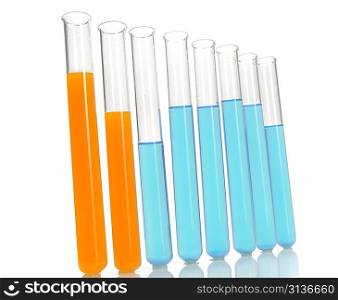 Test tubes on white background