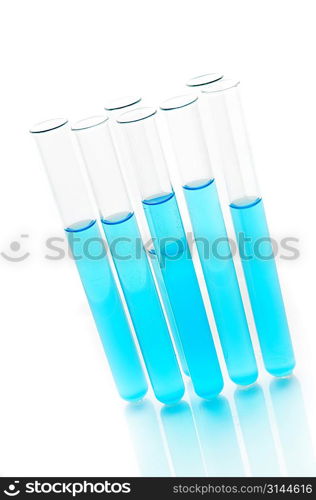 Test tubes on white background