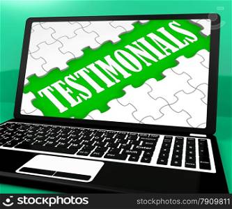 Testimonials Puzzle On Notebook Shows Online Credentials And Website&rsquo;s Recommendations
