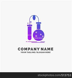 Testing, Chemistry, flask, lab, science Purple Business Logo Template. Place for Tagline.. Vector EPS10 Abstract Template background