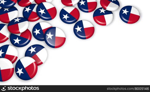 Texas US state flag on badges 3d concept illustration on white background with copyspace.