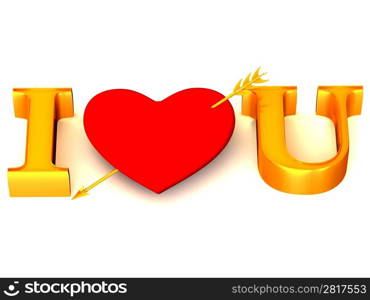 Text &acute; I LOVE YOU&acute; with Heart. 3d