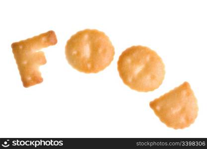 "Text "FOOD" from cookies on isolated"