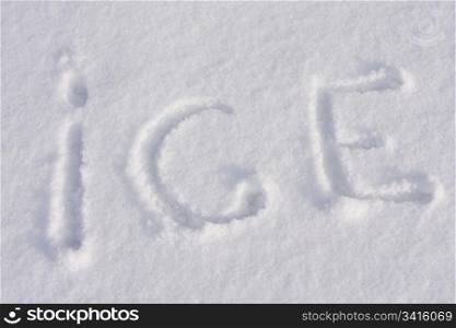 text ICE on the snow