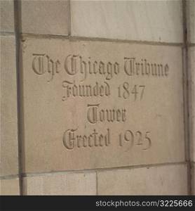 Text inscribed on a wall of a Chicago Tribune Building