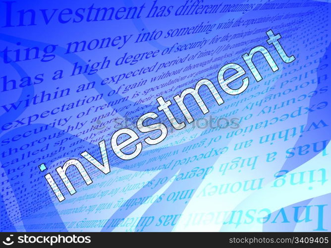 Text investment and blue background wth texts