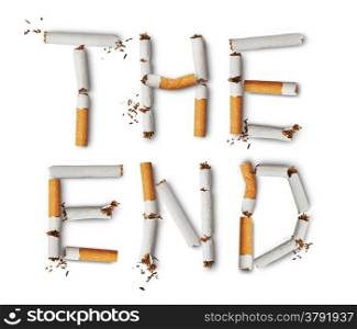 Text the end made from broken cigarettes