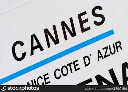 Text written on a ship, Vieux Port, Cote d&acute;Azur, Cannes, Provence-Alpes-Cote D&acute;Azur, France